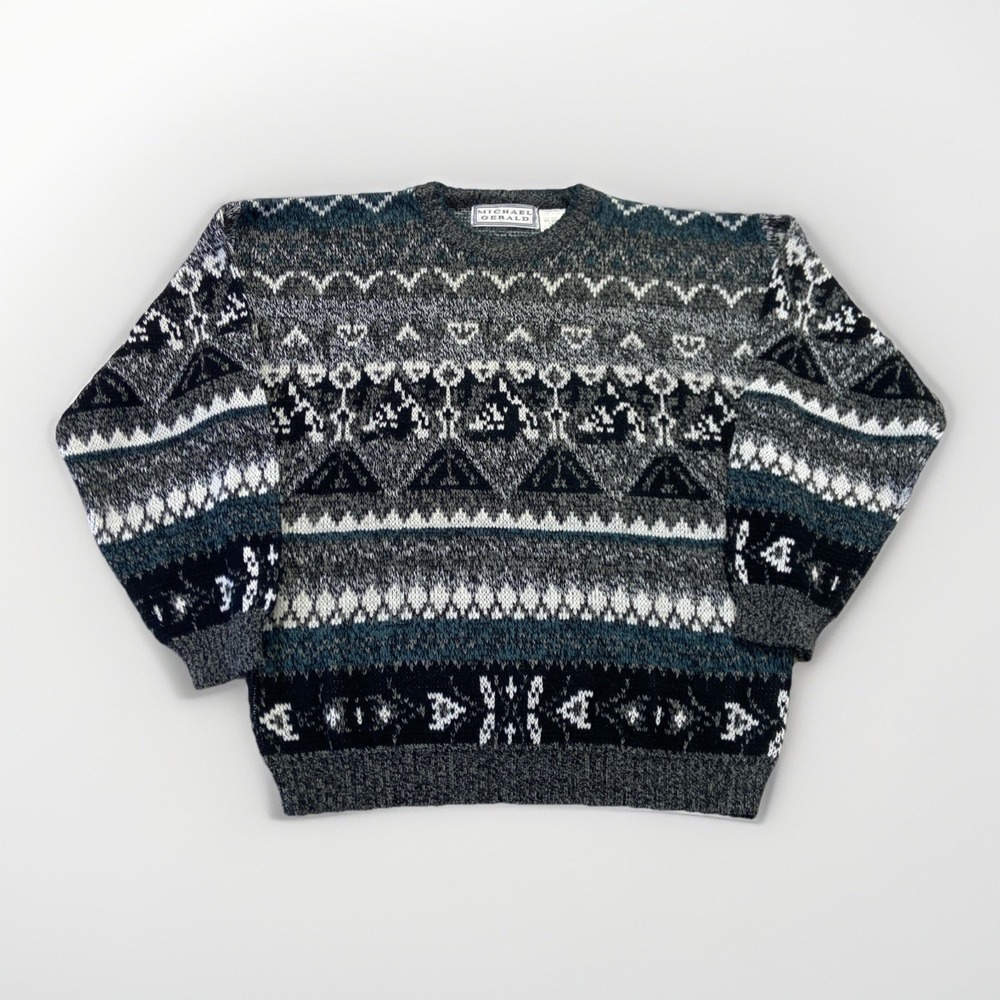 Vintage Michael Gerald Sweater Mens L Knit Acrylic Crewneck Pullover 90s